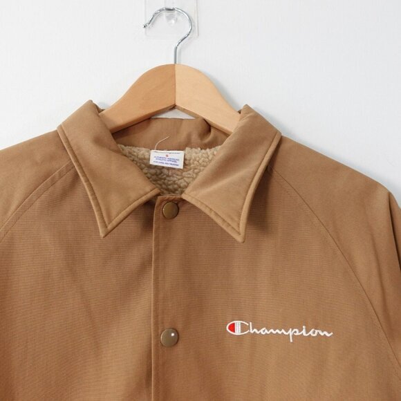 RARE Vintage CHAMPION Jacket Small Tan Canvas Camel Coach Oatmeal Fleece Field - Picture 4 of 15